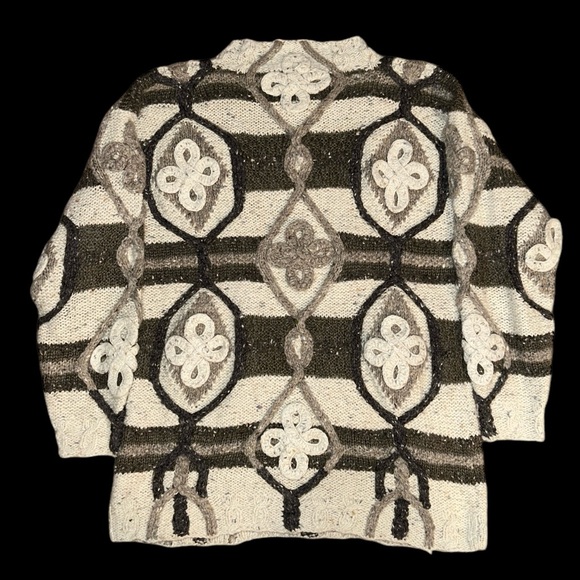 Express Tricot Handknitted Angora Blend Beige Crewneck Sweater Sz XS Vintage 90s - Picture 2 of 5